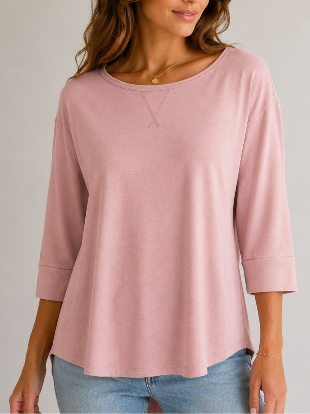 St. John’s Bay Active Petite 3/4 Sleeve Scoop Neck Top Pink Women’s Medium